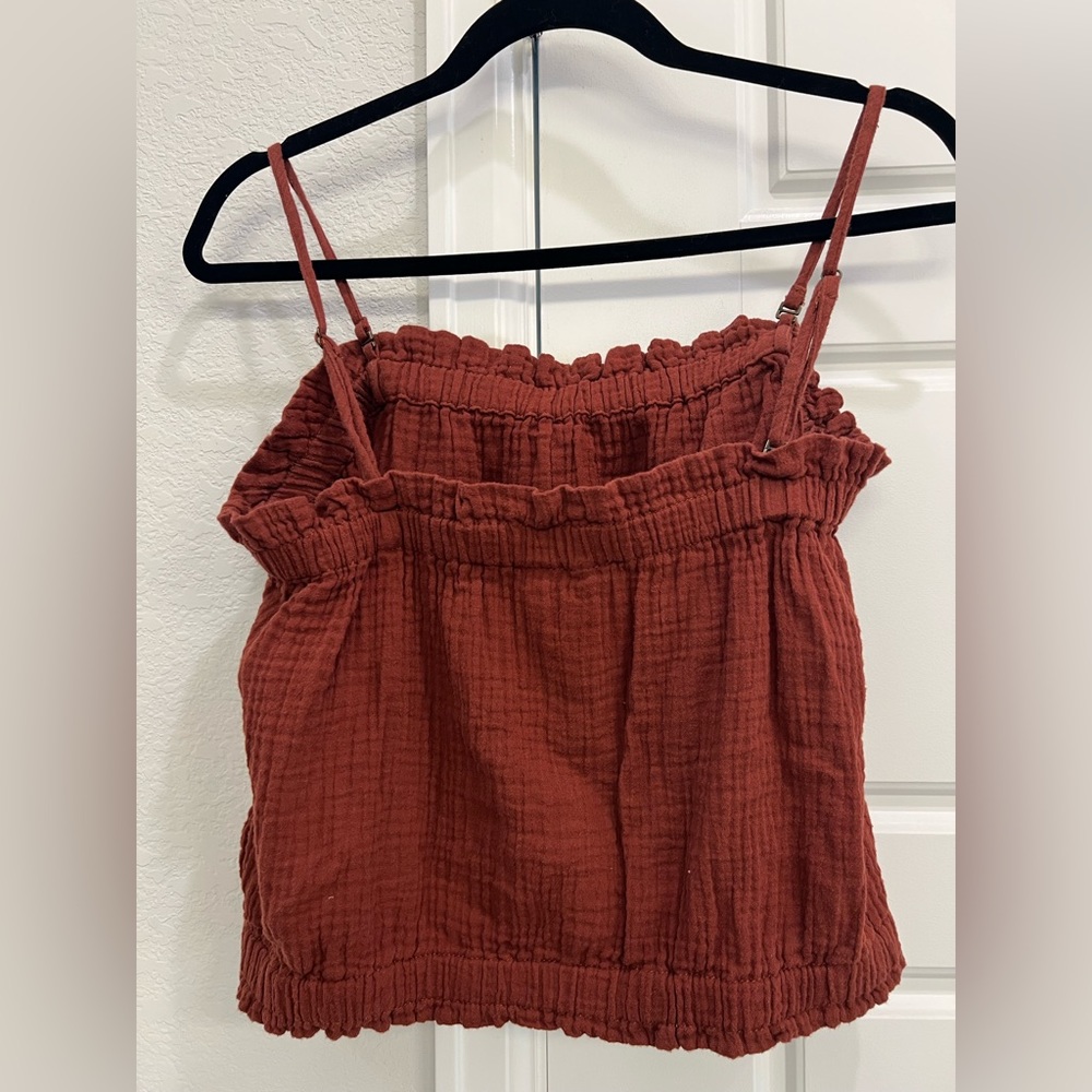 Anthropologie April Crimson Gauzy Top - Picture 2 of 4